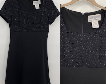 Jessica Howard Babydoll Black Dress Polka Dot Short Sleeve Womens Size 4 Petite