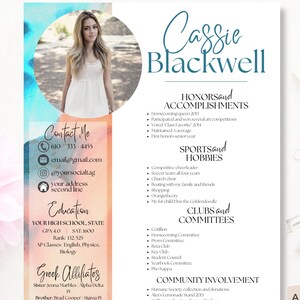 Sorority Resume Template, Blue and Orange Watercolor, Editable Cover Letter, Sorority Cover Letter
