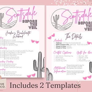Scottsdale Before the Veil Bachelorette Invitation Template, Scottsdale Bachelorette Invitation, Arizona Bachelorette Invite, Itinerary Temp