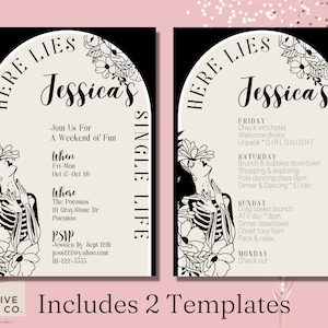 Here Lies Bachelorette Invitation Template, Salem Bachelorette Invite, Bride or Die, Witch Bach, Single Life Bach, Halloween Bach Template