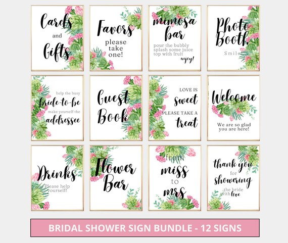 12 Bridal Shower Signs Bundle Printable Signage Pack Floral - Etsy
