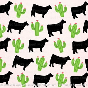 Show cattle seamless, instant digital design, png, jpg, stock show, livestock, showing