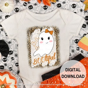 Bootiful Halloween Png Sublimation Design Digital Download, Süßes Mädchen Geist Png, Leopard Gepard Halloween Png Design, Kinder Halloween Png