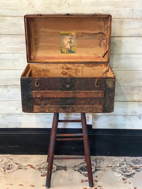 1880s Antique Dome Top Steamer Trunk 