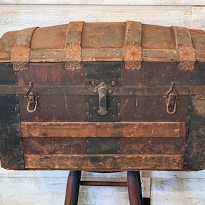 1880s Antique Dome Top Steamer Trunk