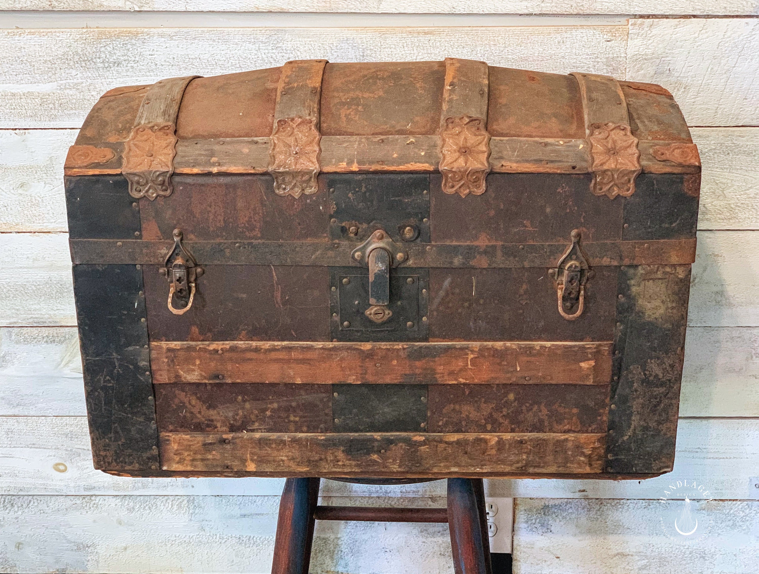 1880s Antique Dome Top Steamer Trunk 