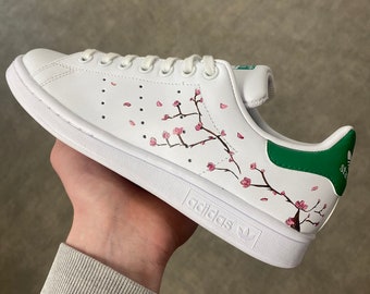 Basket ADIDAS Stan Smith personnalisé, custom "Fleurs de cerisier"