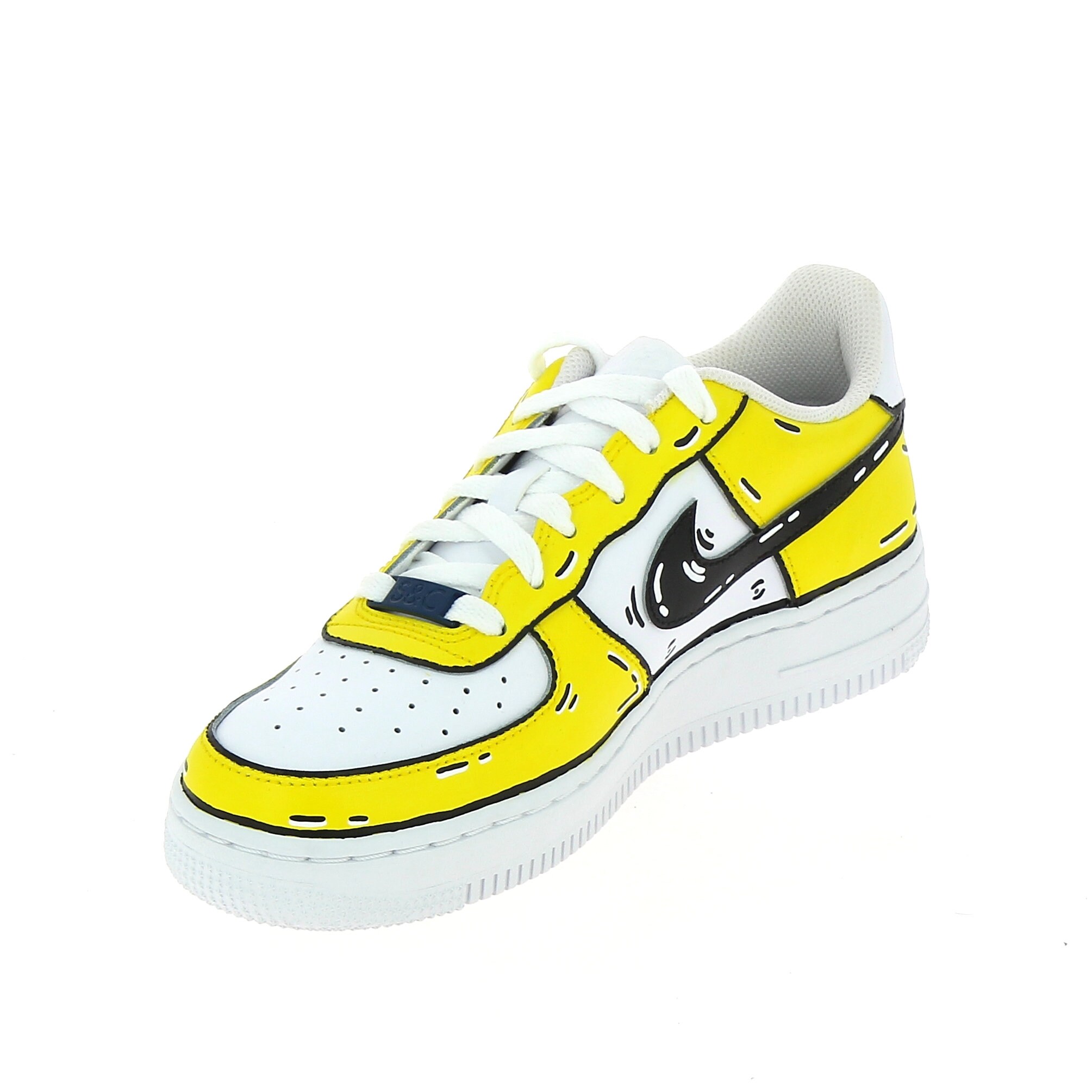 Nike Air Force 1 Cartoon Neon Yellow Laces Zig Zag Custom White Shoes  Sneakers
