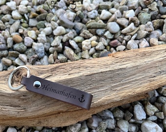 Keychain, genuine leather, personalized with your wish