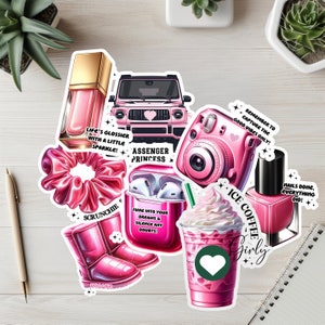 Girly Pink Sticker Pack for the perfect gift for her trendy stickers with Inspirational quotes  simply pretty stickers for laptop