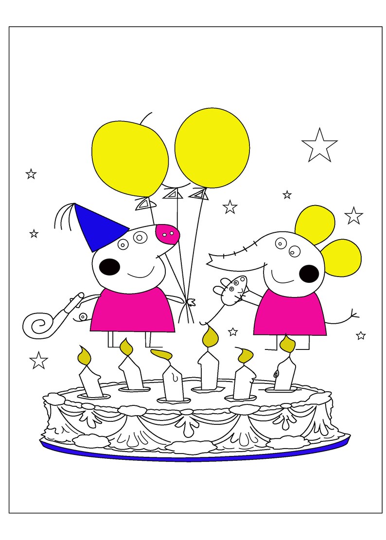 22 Pages Peppa Pig Coloring Book, 40 coloring pages for kids, Best gift for girls, Best gift for boys