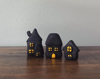 Halloween Decoration. Haunted Village. Tiny Village Sculpture.