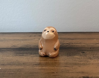 Hand Sculpted Polymer Clay Sloth Figurine, Mindfulness Decor