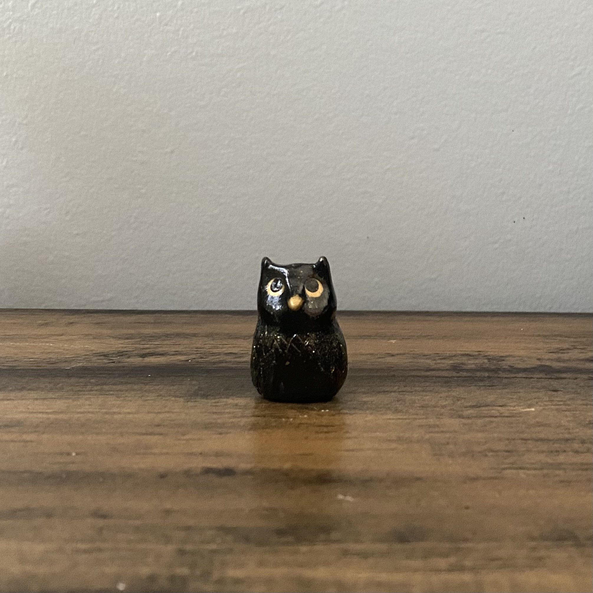 Animal Figurine, owl figurine, black and gold, woodland decor