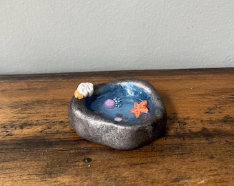 Tiny Tide Pool Ring Dish. Ocean Beach Decor.