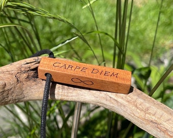 BAR NECKLACE Carpe Diem & Carpe Noctem | Pyrography on wood