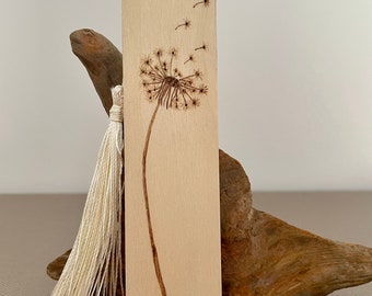 Bookmark DUO Dandelion | Personalized pyrography on wood