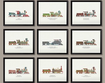 Vintage Train Art | Etsy