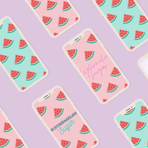 Watermelon Set Of 4 Phone Wallpapers | Digital Download | Pink & Blue Wallpaper Lock Screen Android iPhone Google Pixel