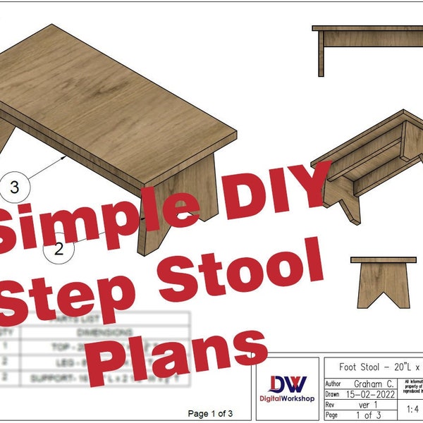 Step Stool Woodworking Plans - 20" L x 10" W x 8" H
