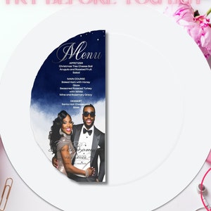 Blue Sky Wedding Classic Plate Menu| Menusjabloon| Elegante menukaart| Modern Feestmenu| JetTemplett afdrukbaar menu| Bewerkbaar menu| Uniek