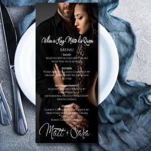 Menu complet | Modèle de menu de mariage| Menu de fiançailles élégant| Menu de mariage moderne| Menu imprimable Templett| Menu modifiable|