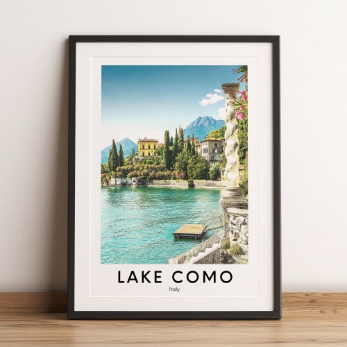 Lake Como Retro Poster Design Lake Como Wall Art Home Etsy Canada
