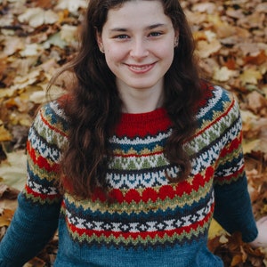 MODELLO DI LAVORO A MAGLIA * Caitria Colorwork Yoke Sweater, Modello Pullover, Modello di lavoro a maglia facile, Maglia senza cuciture dall'alto verso il basso, PDF Download immediato