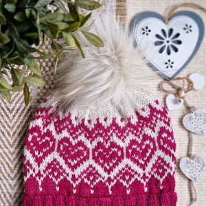 Knit Heart Hat Valentine Beanie Knitting Pattern | Easy Hat PDF | Valentine's Gift & Love Present | Cozy Knit for Sweethearts