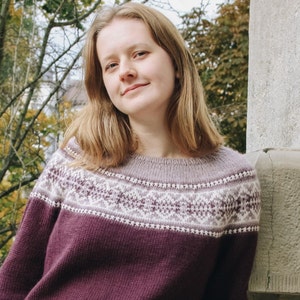 MODELLO DI LAVORO A MAGLIA - Maglione con sprone Colorwork, modello pullover, modello a maglia facile, maglia senza cuciture top down, maglia Fair Isle, download istantaneo PDF