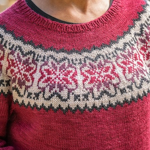 MODELLO DI LAVORO A MAGLIA - Maglione con sprone Stjerne Colorwork, modello pullover, modello a maglia facile, maglia senza cuciture top down, download istantaneo PDF