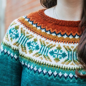MODELLO PER LAVORARE A MAGLIA - Maglione Fair Isle Stranded Colorwork Yoke, modello di maglia facile, maglia senza cuciture dall'alto verso il basso, PDF scaricabile immediatamente