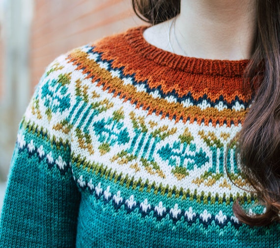 Sweater KNITTING PATTERN - Fair Isle Stranded Colorwork Yoke