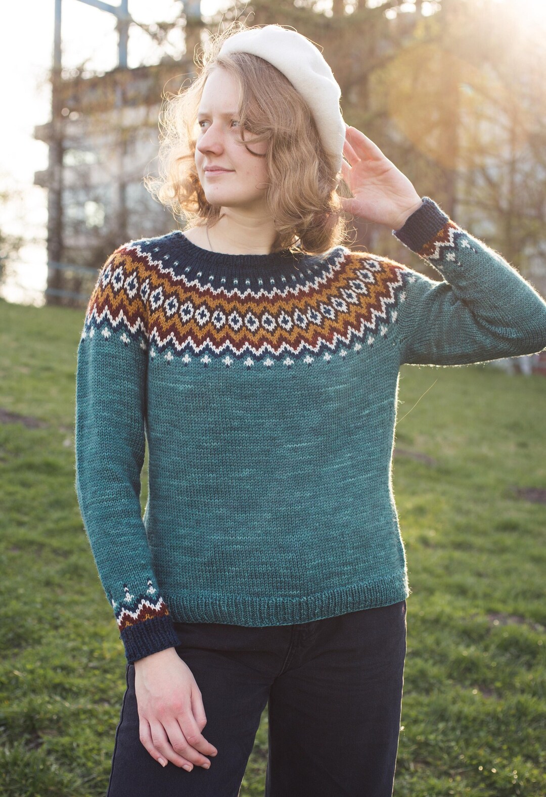 KNITTING PATTERN * Nordura Colorwork Yoke Sweater, Icelandic KNITTING PATTERN * Nordura Colorwork Yoke Sweater, Icelandic