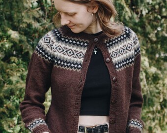Fair Isle Cardigan Knitting Pattern: Seamless Yoke Sweater
