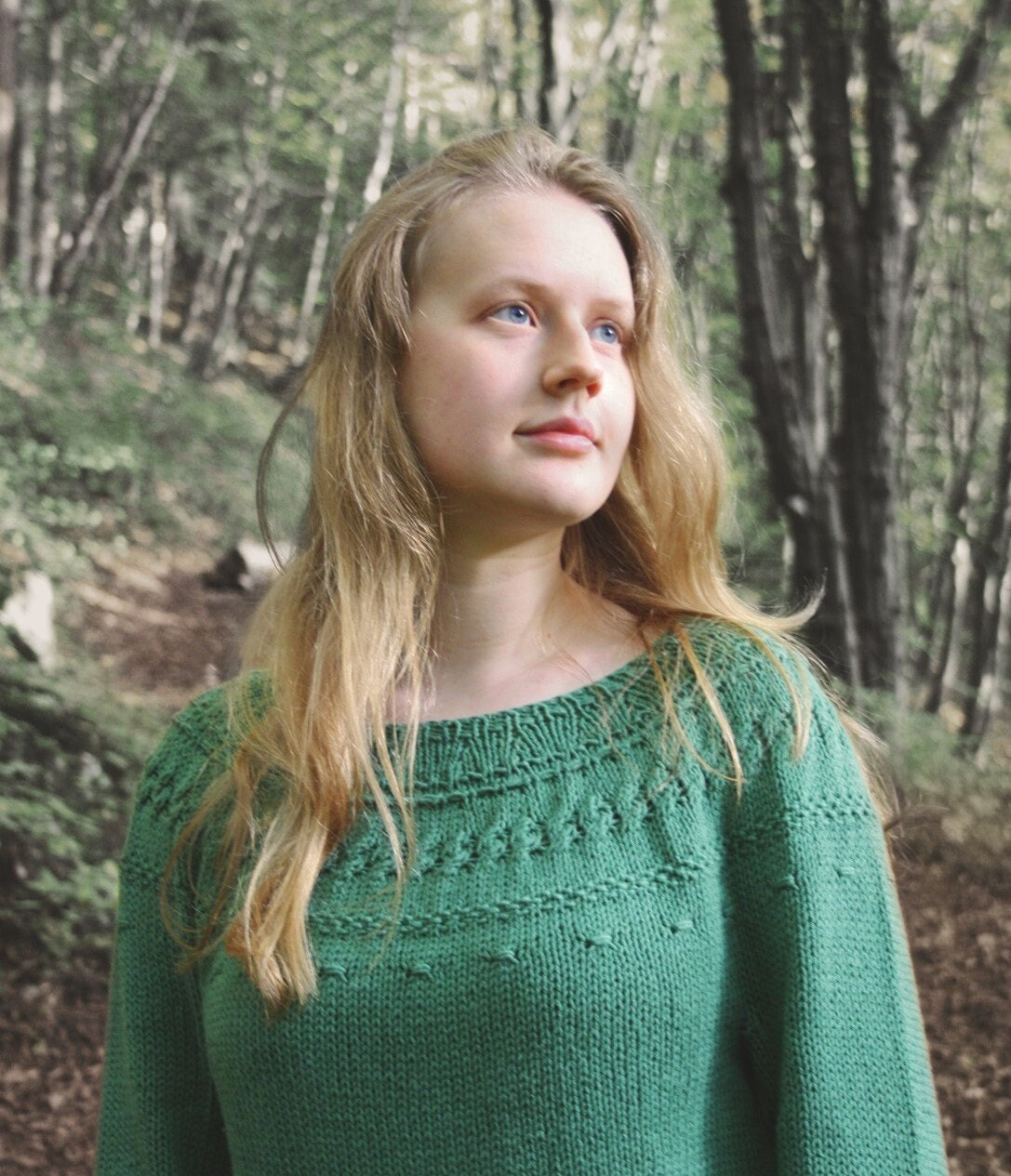 Top Down seamless Knit KNITTING PATTERN * Easy Knit Purl Cable Yoke Sweater Pullover Pattern