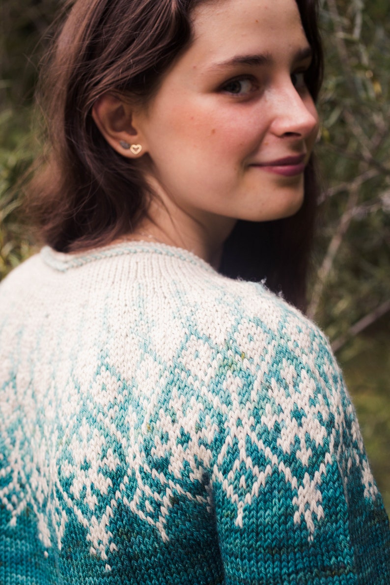 KNITTING PATTERN Neretina Colorwork Yoke Sweater, Pullover Pattern, Easy Knit Pattern, Top Down
