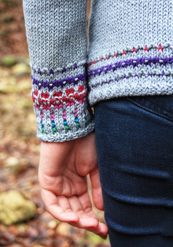 KNITTING PATTERN - Easy Slip Stitch Yoke Sweater, Pullover KNITTING PATTERN - Easy Slip Stitch Yoke Sweater, Pullover
