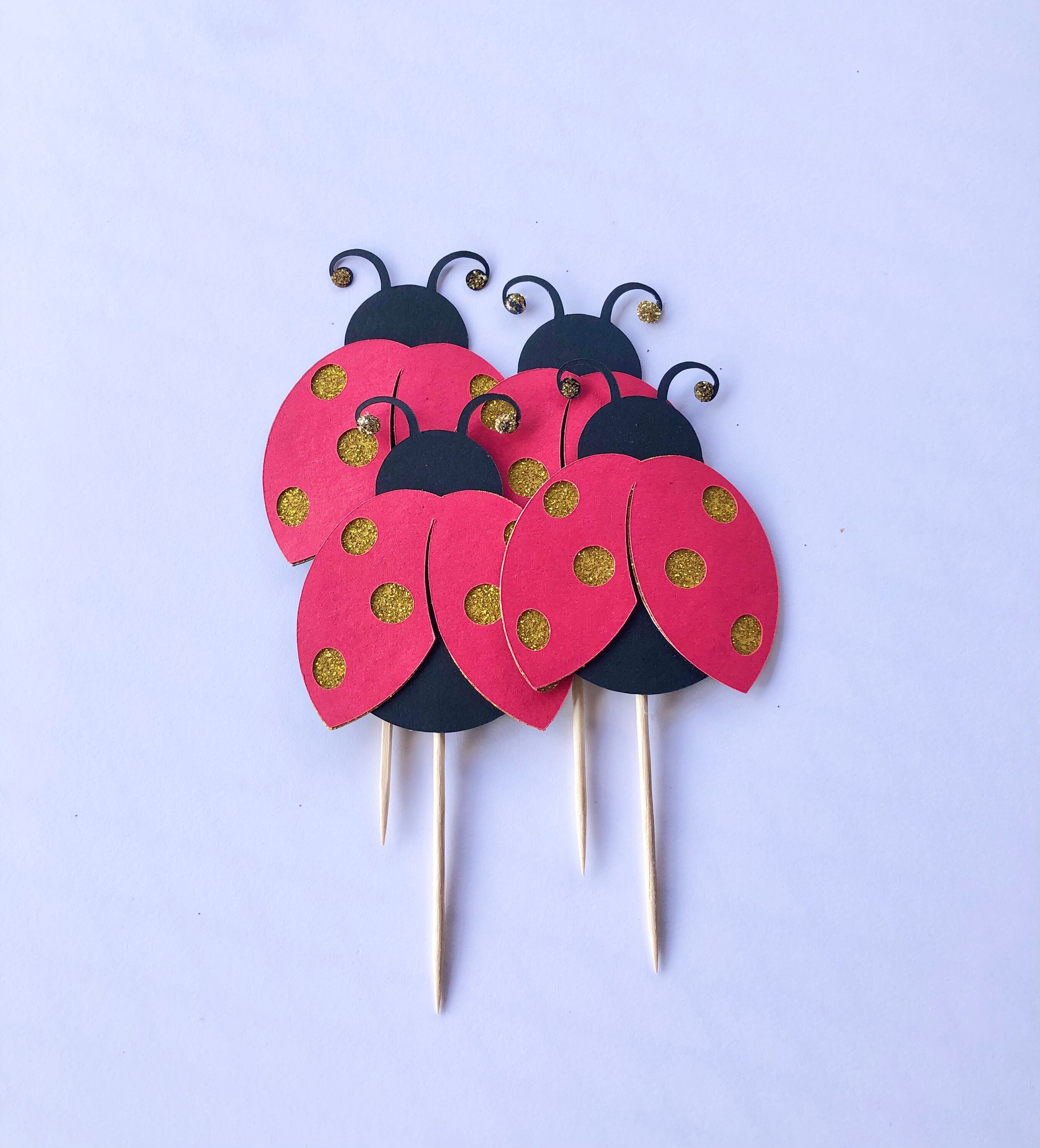 Ladybug Cupcake Toppers Ladybug Party Decor Baby Party Etsy