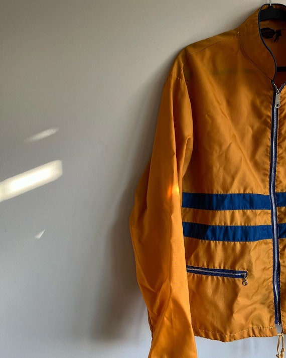 Vintage Yellow and Blue Striped Windbreaker. Fits… - image 3