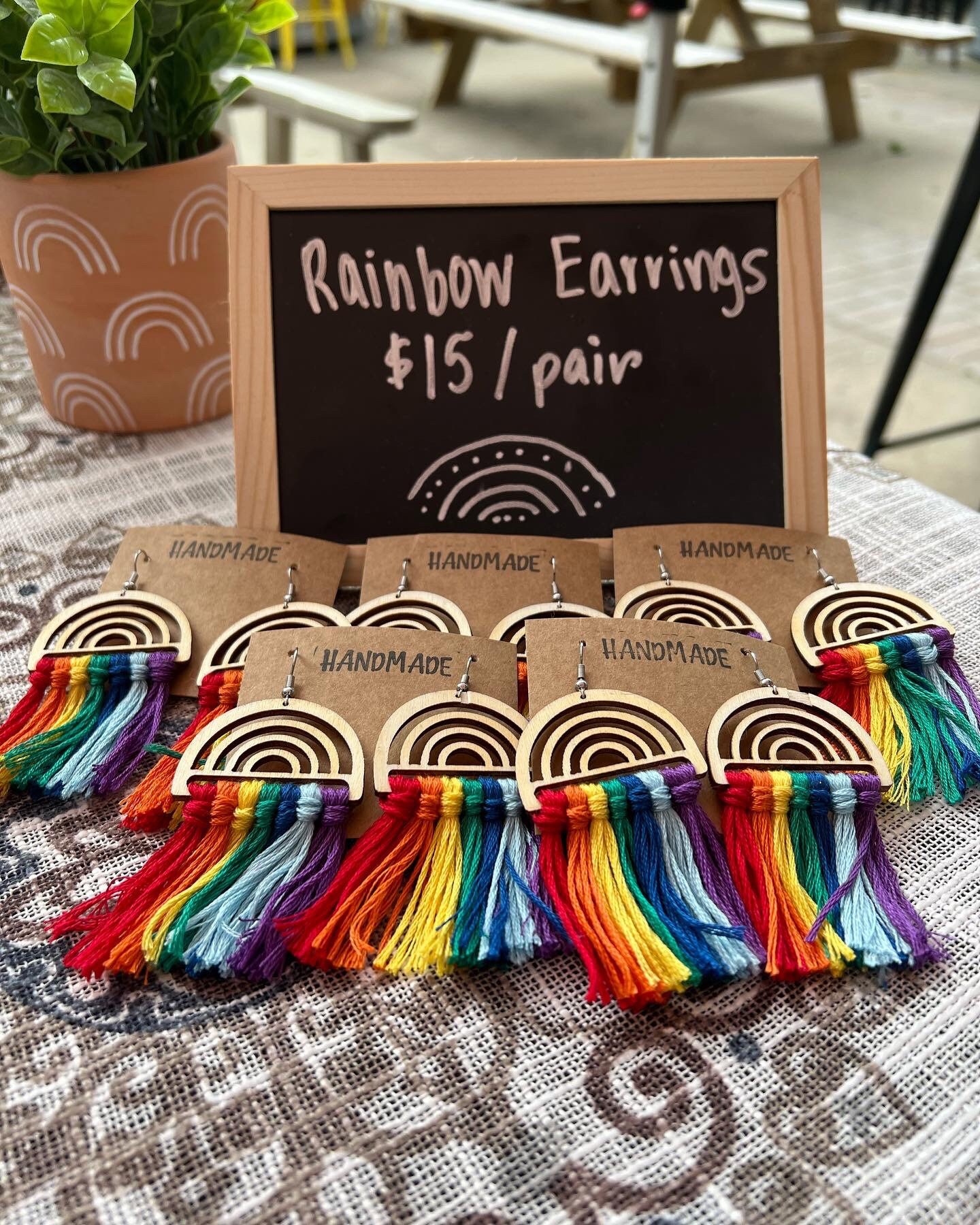 Rainbow Earrings : Macrame Wood Blank ⋆ Magic Moon Micas