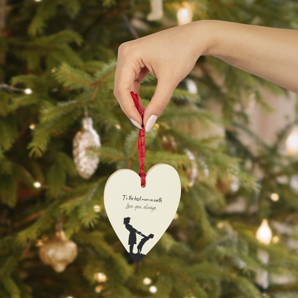 À La Meilleure Maman sur Le Cœur - Cadeau Personnalisé Pour Fête Des Mères Ornement de en Bois