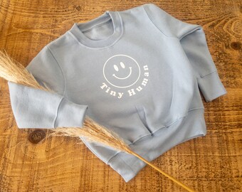 Graphic kids jumper - Tiny human slogan - Kids sweatshirt - Slogan baby jumper - Fun toddler top