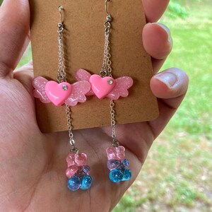 Pendientes de osito de goma kawaii con forma de chica mágica, estilo Harajuku, pendientes Y2K, inspirados en Japón, pendientes bonitos