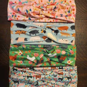 Farm animals twisted headbands