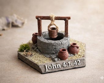 Diorama biblique de Jacob - John 4 Living Water Sculpture - Peint à la main - Fabriqué à la main - Cadeau histoire biblique pour femme samaritaine