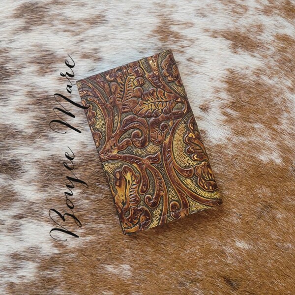 Embossed Leather Card Holder Etsy
