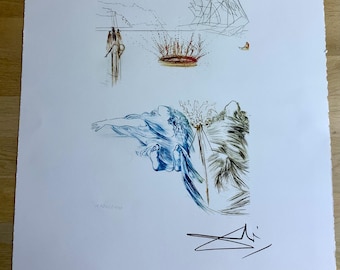 Salvador Dali, original etching, Tristan and Isolde - Tristan's Testament, Levine & Levine, 66x51 cm