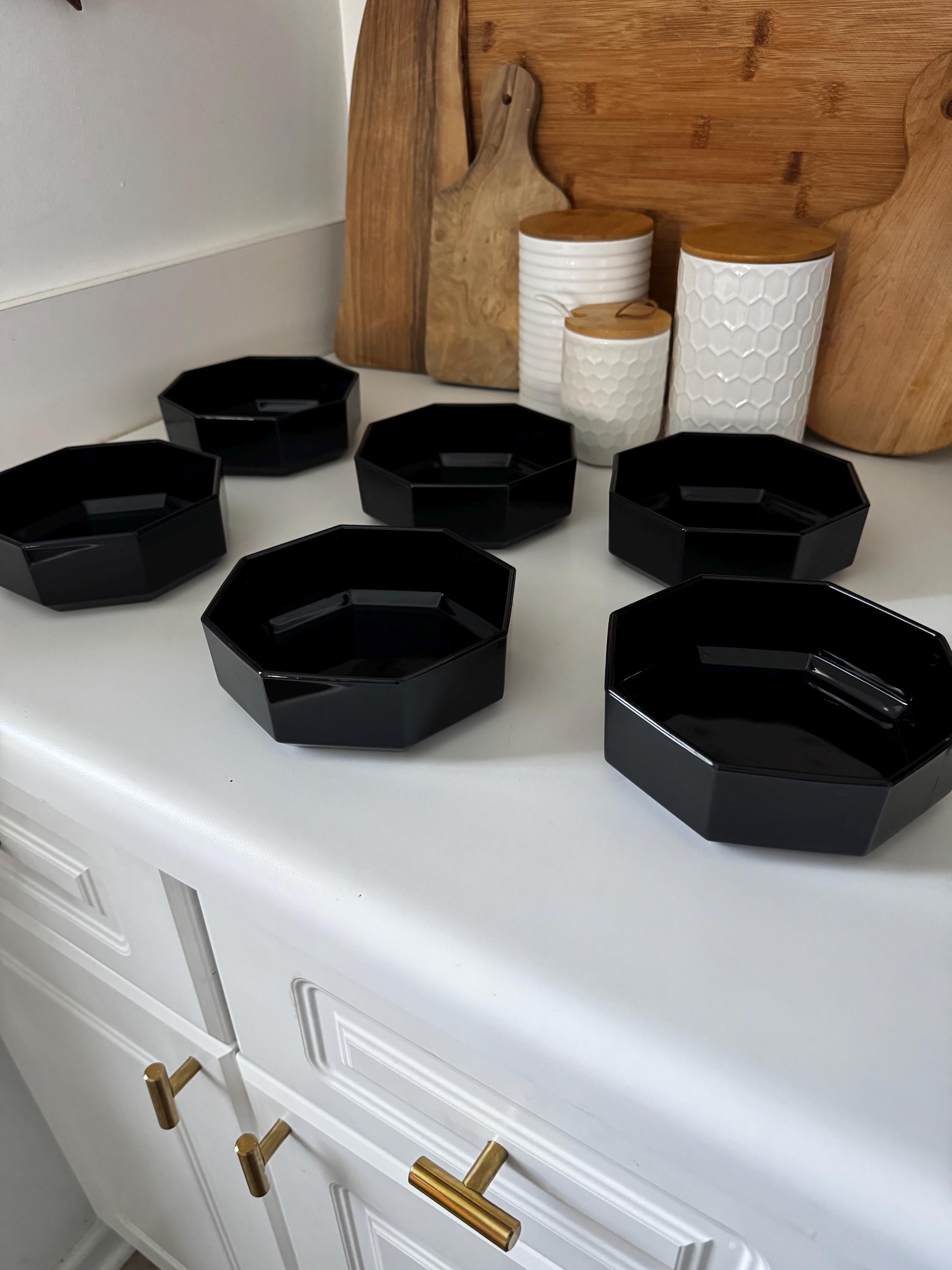 Service à Café Vintage Arcoroc Octime – Années 90 – Noir – Tasse Et Soucoupe