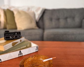 Vintage Amber Anchor Hocking Soreno Ashtray